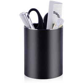 efuturetime® Metal Pen Holder, Desk Organiser 8 x 10 cm, Desk Accessories, Cosmetic Organiser, Storage Box, Pen Holder for Office, Children, Cosmetics, Tableware, Black
