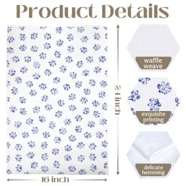 BYRFIIEU Chinoiserie Labrador Kitchen Towels Set of 2, Labrador Retriever Gifts Dish Tea Towels for Kitchen Decor, Dog Mom Lover Gifts, Blue and White Dog Paws Decorative Hand Towels, 16x24 Inches