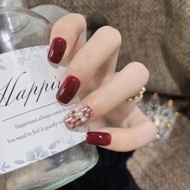 AKOFIC Pack of 24 Press on Nails, French Artificial Nails, Glue-On Nails with Jelly Nail Glue, White Pink Nude Glossy Ballerina Acrylic Fake Nails for Women and Girls