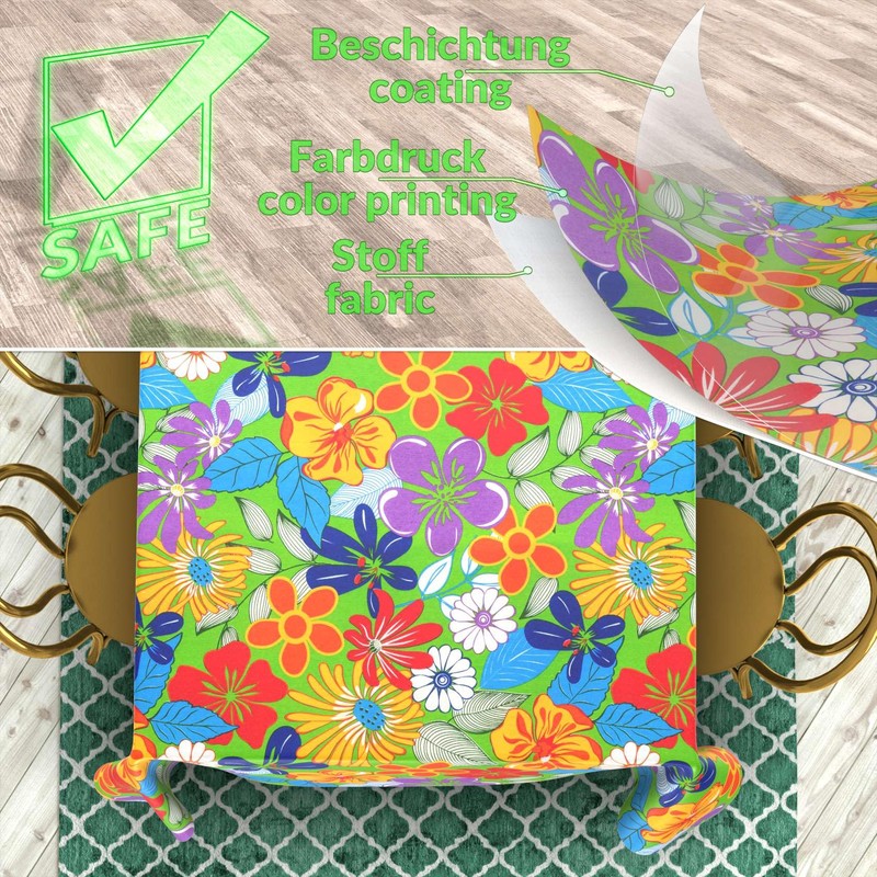 Fabric Tablecloth, Washable, Cotton Polyester Tablecloth, Colourful Flowers, 100 x