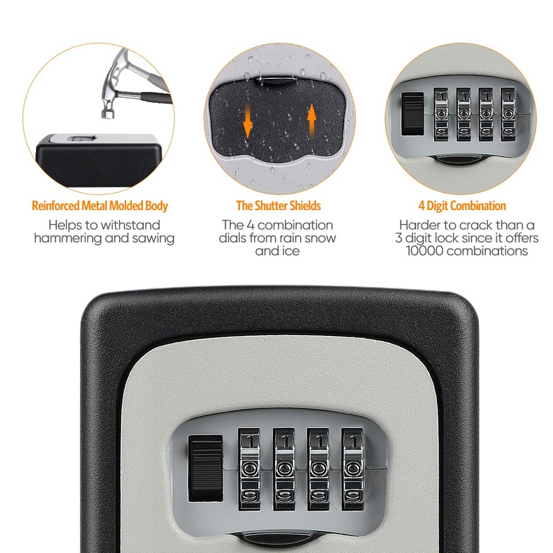 Key Lock Box Wall Mounted, Fayleeko 4 Digit Combination Lockbox