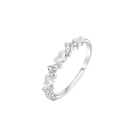 Candyfancy Luxurious 925 Sterling Silver Heart-Shaped Design with Diamond Accents Ladies' Ring, Ideal for Anniversaries and Special Moments