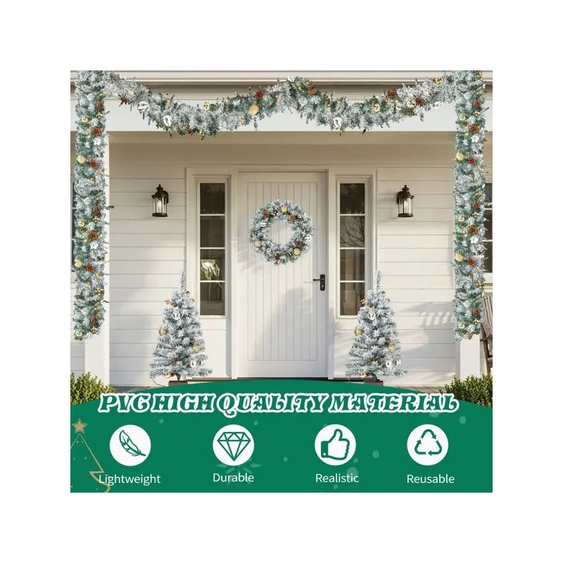 Pre-Lit 4 Piece Holiday Christmas Set Warm White LED Lights
