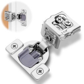 DecoBasics-6 Pack 1 1 4 Overlay Soft Close Cabinet Hinges for Kitchen Cabinets Satin Nickel Self Closing Kitchen Cabinet Hinges Hinges Damper 3 Way Adjustability 1 1/4 in. Overlay