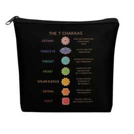 GlamLuxe Chakras And Self Care Meditation Cosmetic Bag Makeup Bag Inspirational Gifts for Women Girls Daughter Sister Bestie Graduation Birthday Christmas Nurse Mothers Day Travel Zipper Pouch