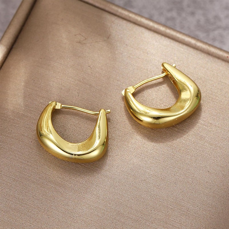 Chunky Gold Hoop Earrings for Women Gold High Polished Small