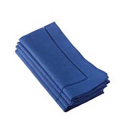 SARO LIFESTYLE - 6100C.CZ20S 6100C 24/7 Everyday Collection Cobalt Blue Hemstitched Dinner Napkin, 20" Square-Set of 4 pcs, 12 Pieces