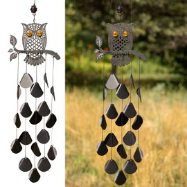 VP Home 30-inchBlack Tribal Owl Wind Chimes for Decoration, Unique Tribal Owl Windchimes Best for Outdoor Decoration Garden Decor, Yard Decor Chimes Gift for Women, Mom, Grandma, Unisex