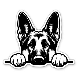 German Shepherd Peeking Sticker - for Water Bottle Phone Car Tumbler Laptop - Dog Decal - Waterproof Vinyl - 3"