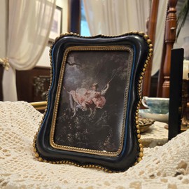 YULINK 4x6 Vintage Picture Frame, Antique Black Ornate Photo Frame, for Tabletop and Wall Display, Decorative Retro Home Decor, Old Fashioned Photo Gallery Art