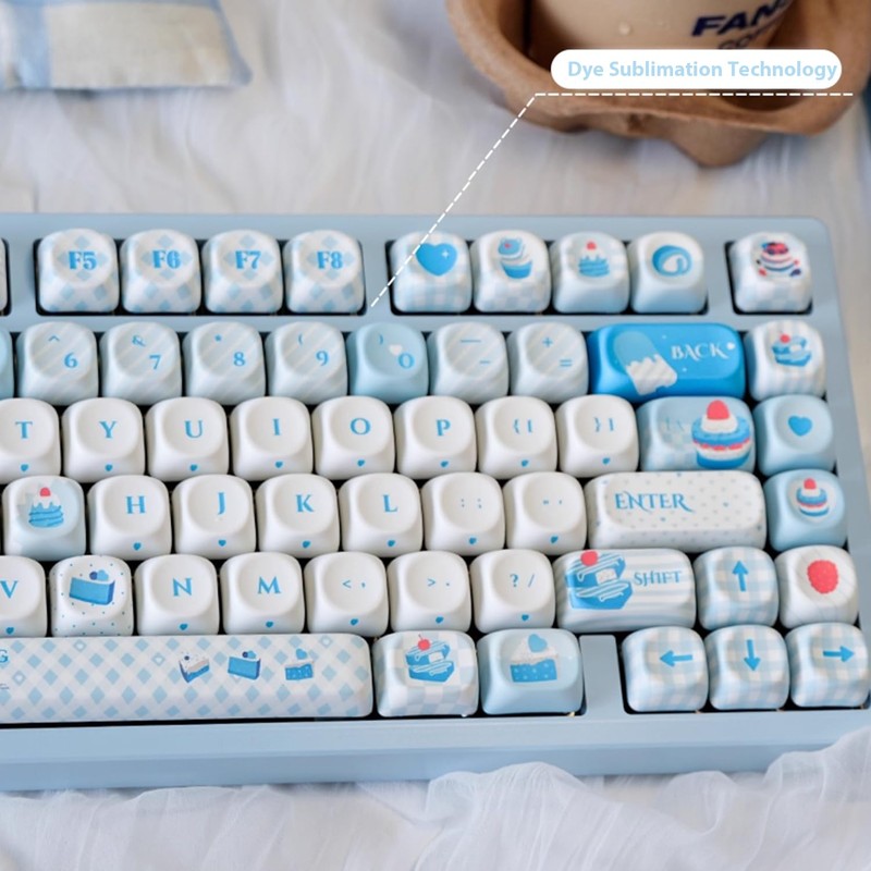 mintcaps Keycaps - 140keys Cute Keyboard Keycap PBT Blue Keycaps