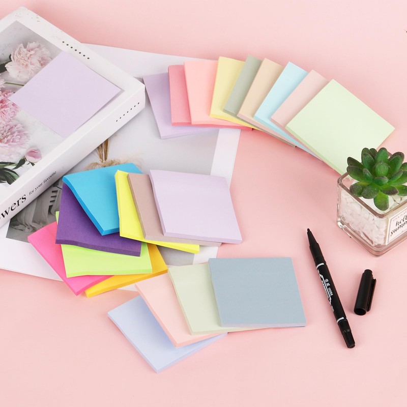 (24 Pack) Sticky Notes 3x3 inch, Self-Stick Pads Bright Colors