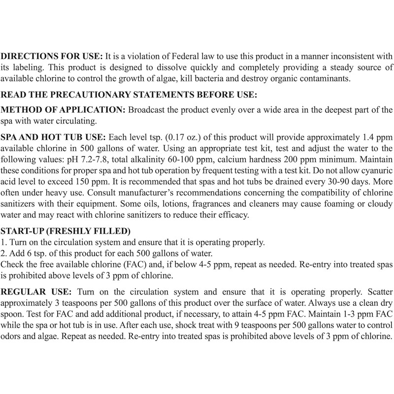 SpaChoice 5-Pounds Premium Spa Sanitizing Granules, Spa Chlorine Granules for