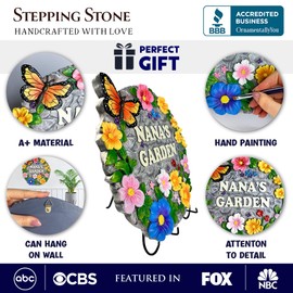 Elegant Resin Stepping Stone, Outdoor Garden Pathway Decoration (Nana’s Garden Floral Stepping Stone, 9.5" Decorative and Gift for Grandmother)