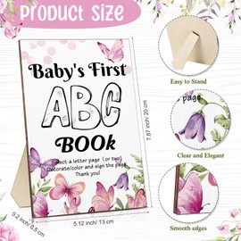 Geelin Fun Baby Shower Game Activities First ABC Book Sign Coloring Game Card 26 Alphabet a to Z Coloring Card with 24 Watercolor Pen Storage Bag for Baby Shower Party(Butterfly)