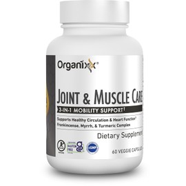 Organixx Joint & Muscle Care Organic Turmeric Supplement, 3-in-1 Frankincense, Turmeric and Myrrh Joint Health & Joint Support Supplement Body Care Capsules, Supports Swelling, Tension, 60 Capsules
