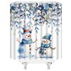 CCXTCZ Christmas Snowman Shower Curtain Cute Blue Snowman Eucalyptus Leaf
