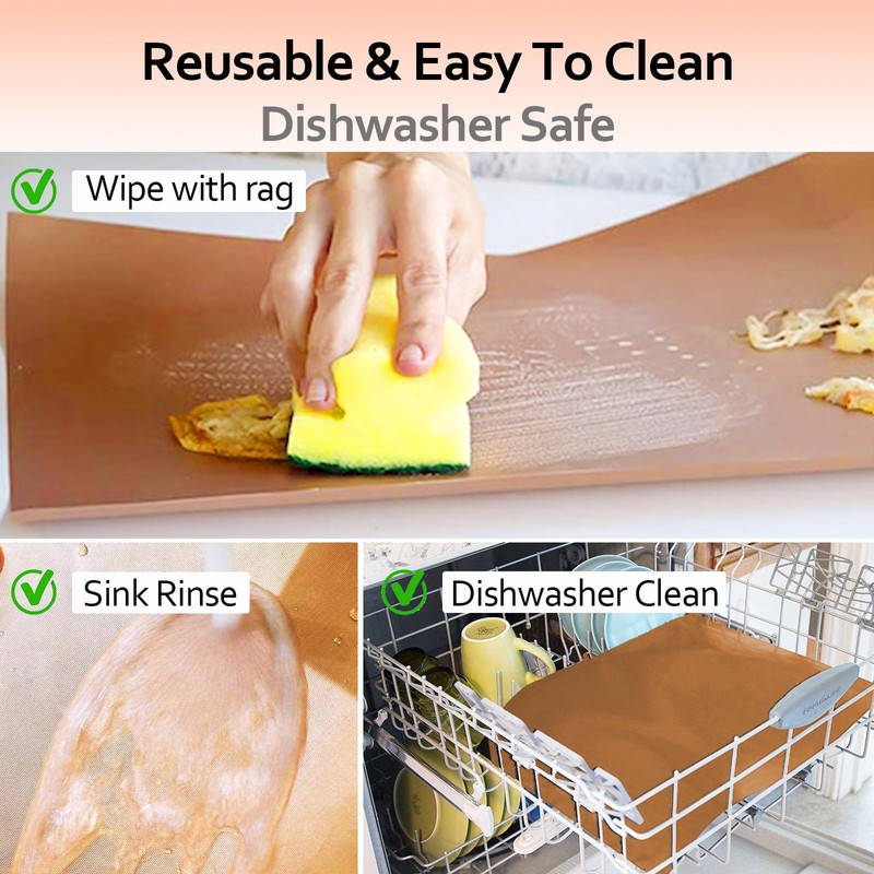 Demiwise 2 Pack Copper Oven Liners for Bottom of Oven,
