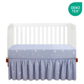 Bedward 100 Percent Cotton (Excluding Quilt Filling) 3 Piece Baby, Toddler Crib Bedding Set ; Includes Fitted Sheet, Bed Skirt and Comforter Quilt for Nursery (Stars) 100C20213