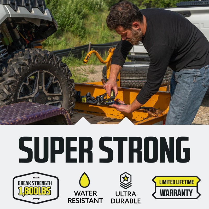 Motorcycle Tie Down Strap Kit, Includes (4) 1" x 15'