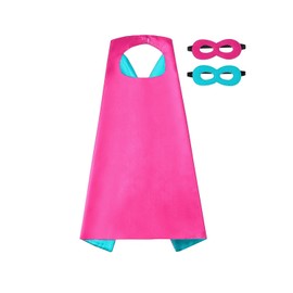 Kids Superhero Cape Mask Set - Hero Costume Fancy Dress Cosplay - Party Dress Up Supplies for Boys & Girls (Turquoise)