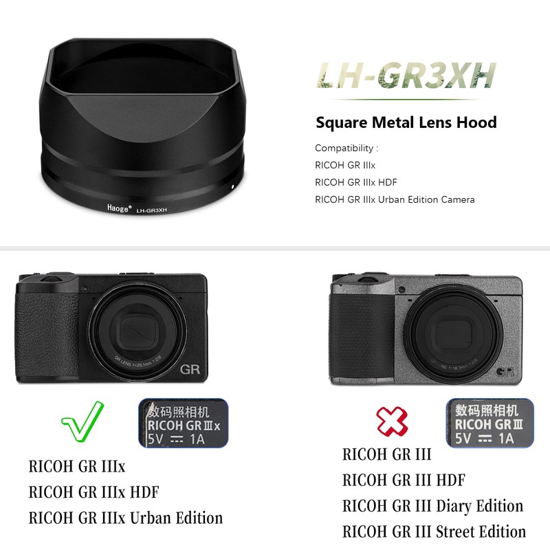 Haoge Metal Square Lens Cover for RICOH GRIIIX, GR3X and