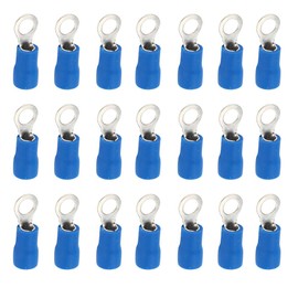 ESUPPORT 100Pcs Blue Copper Ring Insulated Terminals Connectors 14-16 Ga Crimp Wire Electrical Cable Kit Quick Splice M5