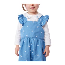 Petit Bateau Baby Girls' Long Overalls, blue/white