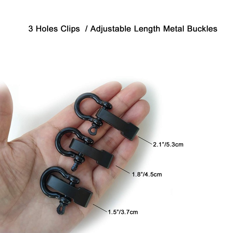 SU LIFE 10 Pack Adjustable Bow Shackles, Metal Paracord Buckles