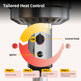 EAST OAK 48,000 BTU Patio Heater for Outdoor Use with Round Table Design, Double-Layer Stainless Steel Burner, Wheels, Triple Protection System, Outdoor Heater for Home and Residential, Black