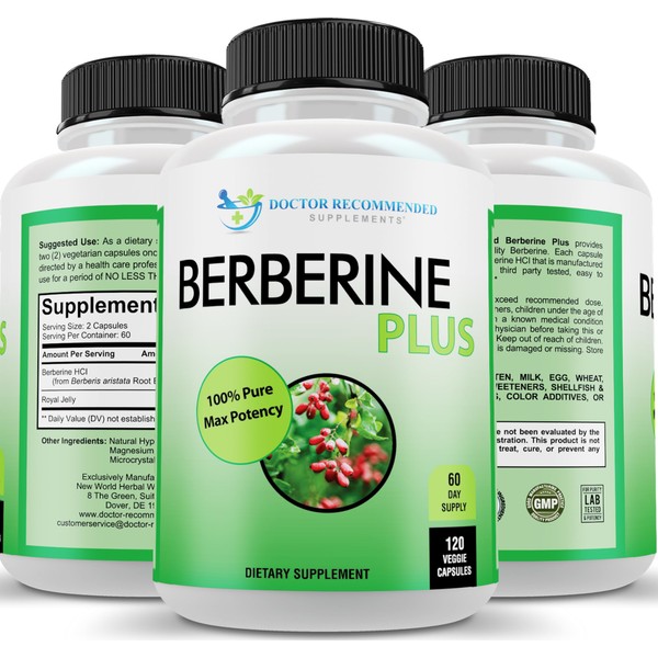 DOCTOR RECOMMENDED SUPPLEMENTS Berberine Plus 1200mg Per Serving - 120