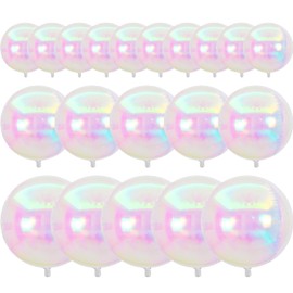 PartyWoo Iridescent Foil Balloons 20pcs Different Sizes Pack of 22 12 10 Inch Large Round Foil 4D Inflatable Mirror Ball Mylar Balloons for Wedding Anniversary Birthday Disco Party Decorations