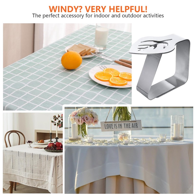 Lithyc Pack of 4 Tablecloth Clips - Table Clips for