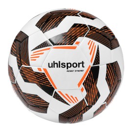 uhlsport Football Resist Synergy Football Ball for Artificial Grass and Hard Court, White/Black/Fluo Orange, 5