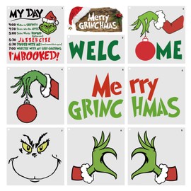 Christmas Doormat Stencils Reusable for Painting on Wood, Face Door mats Template for Crafts Burning Drawing Art Paint Patterns for Window Wall Door Hang Sign Canvas Furniture (mat9)