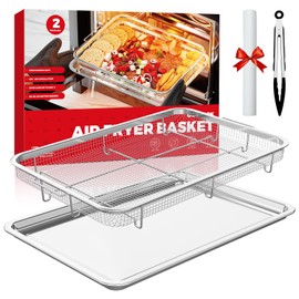 Air Fryer Basket for Oven, Air Fryer Basket and Stainless Steel Baking Tray Pant Oven Air Fryer Pan Rack for Cooking Baking Dishwasher and Broiling (19.6"x13.5")