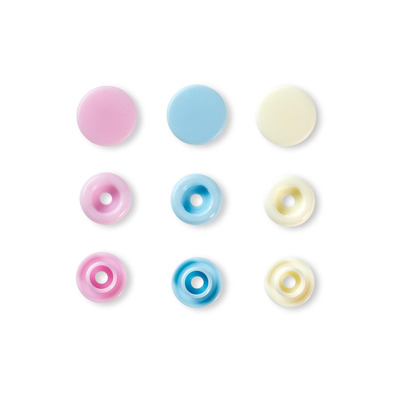 Prym 393 007 LOVE Druckknöpfe rosa,hellblau,perle, 12,4 mm