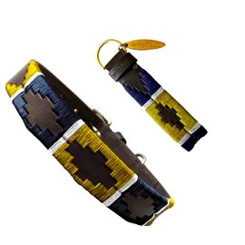 Carlos Diaz Genuine Leather Waxed Embroidered Polo Dog Collar XS