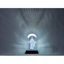 Crystal Christus 3D Laser Engraved Statue & LED Lighted Base