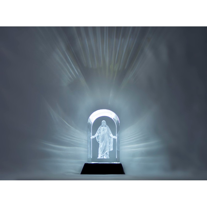 Crystal Christus 3D Laser Engraved Statue & LED Lighted Base