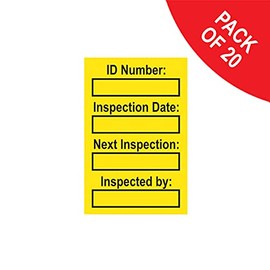 Harness Inspection Tags Pack of 20 Yellow Polypropylene 31mm x 47mm