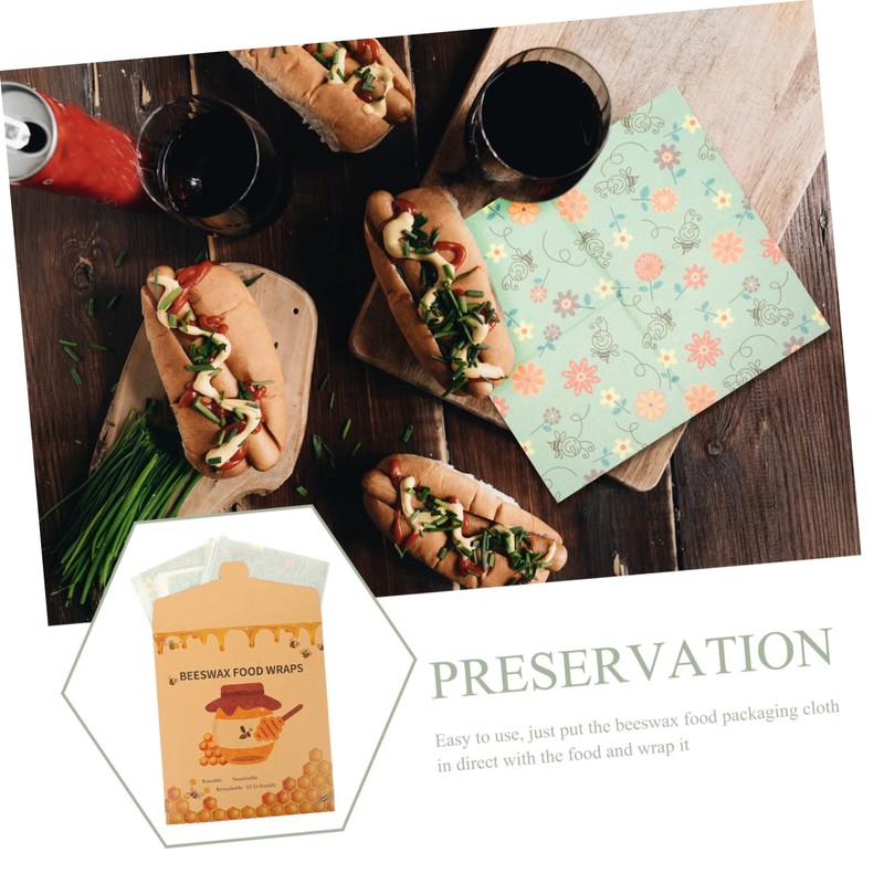 KOMBIUDA 3pcs Beeswax Food Wraps for Bowl Reusable Food Preservation