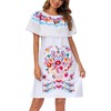YZXDORWJ Women Embroidered Mexican Present Lace Off-Shoulder Dress (XL, 321W)