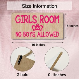 Pink Bedroom Nursery Room Wooden Hanging Sign, Girl Cave No Boy Allowed Rustic Hanging Wall Plaque Sign, Farmhouse Hanging Wooden Art Printed Decor Gift for Outdoor Indoor Home -45