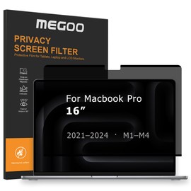 Megoo Privacy Screen for MacBook Pro 16 Inch (2021–2024, M1,M2,M3,M4,Pro,Max), Matte Anti-Glare, Blue Light Filter, ±30° Anti-Spy View, Magnetic， Storage Case – Premium Business Protection