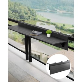 VEVOR Balcony Hanging Table, 59 x 12 inch, Outdoor Balcony Bar Table for Railings, 50 lbs Loading, Fit Railing from 1" to 4.3", Serving Table for Patio & Deck