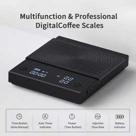 TIMEMORE Basic 2.0 Coffee Scales Electronic Espresso Scales with Water Flow Rate and Timer Function, Free Switching of Ounces/kg Units, Digital Scales for Kitchen/Baking/Cooking