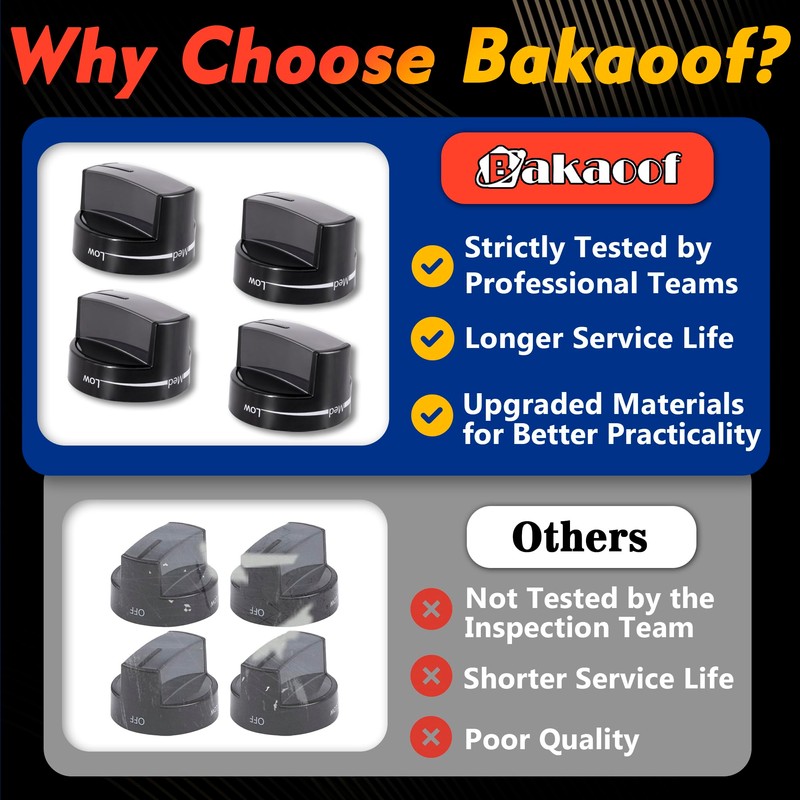 4 Pack W10339442 Whirl-Pool Stove Knobs Replacements, PS11753188 Whirlpool Stove/Gas/Oven