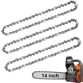 Joycabin Pack of 3 Saw Chains 14 Inch with 52 Drive Links 3/8 Inch LP Chainsaw Replacement Chain for All 14 Inch Chainsaw Chains, Electric Chainsaws Accessories, Chains Replacement for Garden Tree,