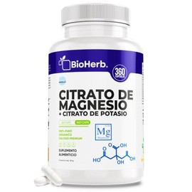 BioHerb® | Citrato de Magnesio + Citrato de Potasio – Extremadamente Eficaz – 360 Cápsulas (1 Año de Duracion) – Apoyo Hidratación, Equilibrio Electro